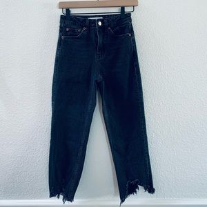 Topshop black straight acid wash jeans size 25